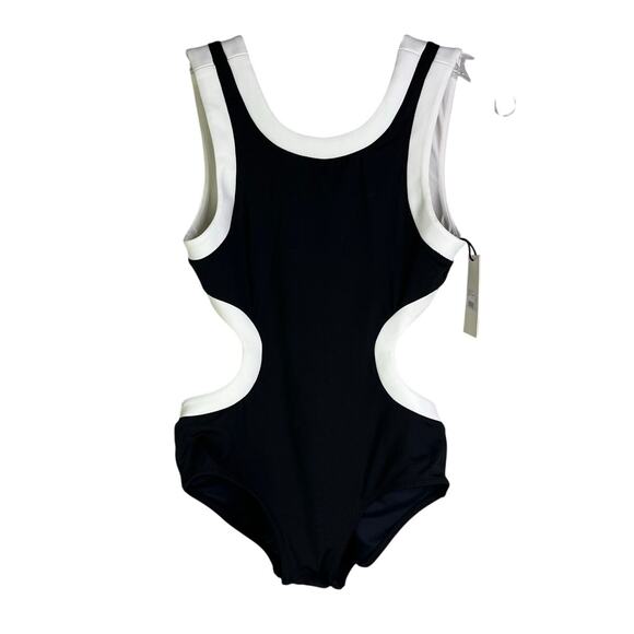 Staud Sea Swimsuit Womens S Black/White Dolce One Piece Side Cutout NWT - Picture 1 of 14